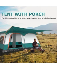 6-8 Person Camping Tent with Double Rooms and 2 Doors