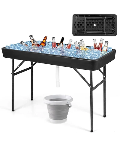4 Feet Plastic Party Ice Folding Table with Matching Skirt