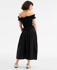 On 34th Womens Off The Shoulder Smocked Top Drop Waist Midi Skirt Exclusively At Macys