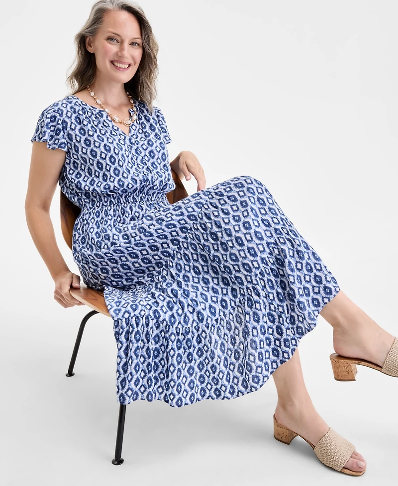Style & Co Petite Printed Tiered Dress, Exclusively at Macy's