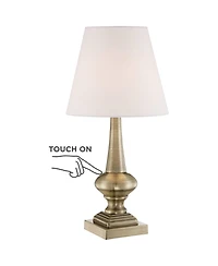 Traditional Glam Accent Table Lamp 19" High Antique Brass Gold Metal Crisp Touch On Off White Empire Shade for Living Room Bedroom House Bedside