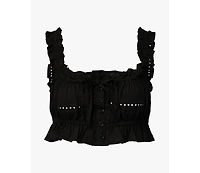 WeWoreWhat Women's Ruffle Button Crop Top