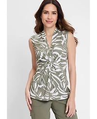 Olsen Women's Gathered Front Tropic Print Shell