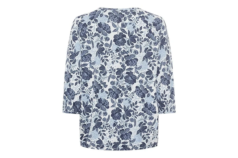 Olsen Women's Prairie Floral Keyhole Neck T-Shirt