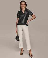Donna Karan New York Women's Short-Sleeve Sequined Knit Polo