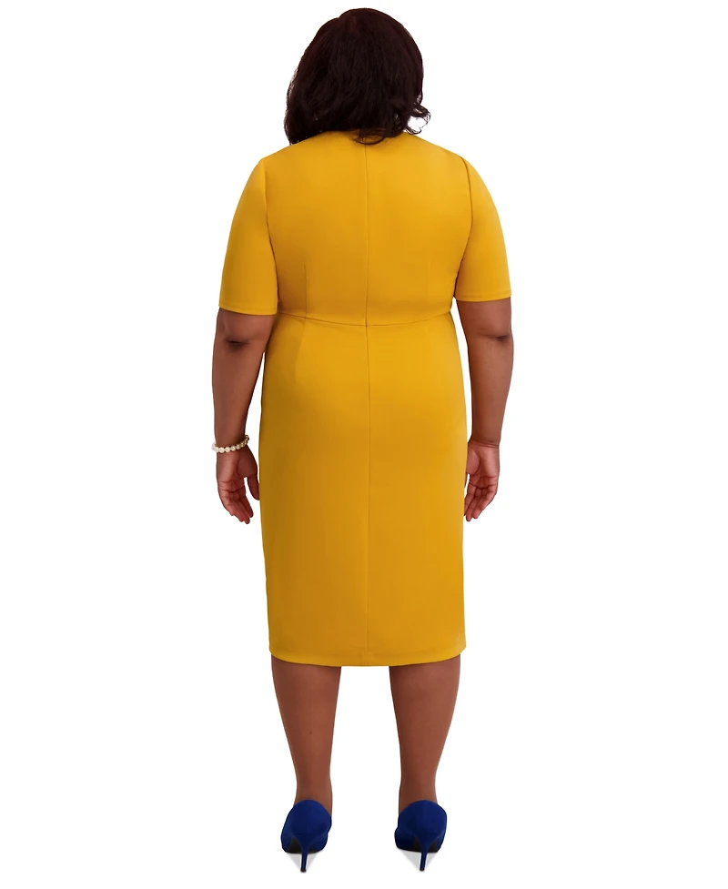 Kasper Women's Short-Sleeve Side Pleated Dress, Regular & Plus Sizes