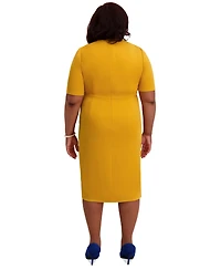 Kasper Women's Short-Sleeve Side Pleated Dress, Regular & Plus Sizes