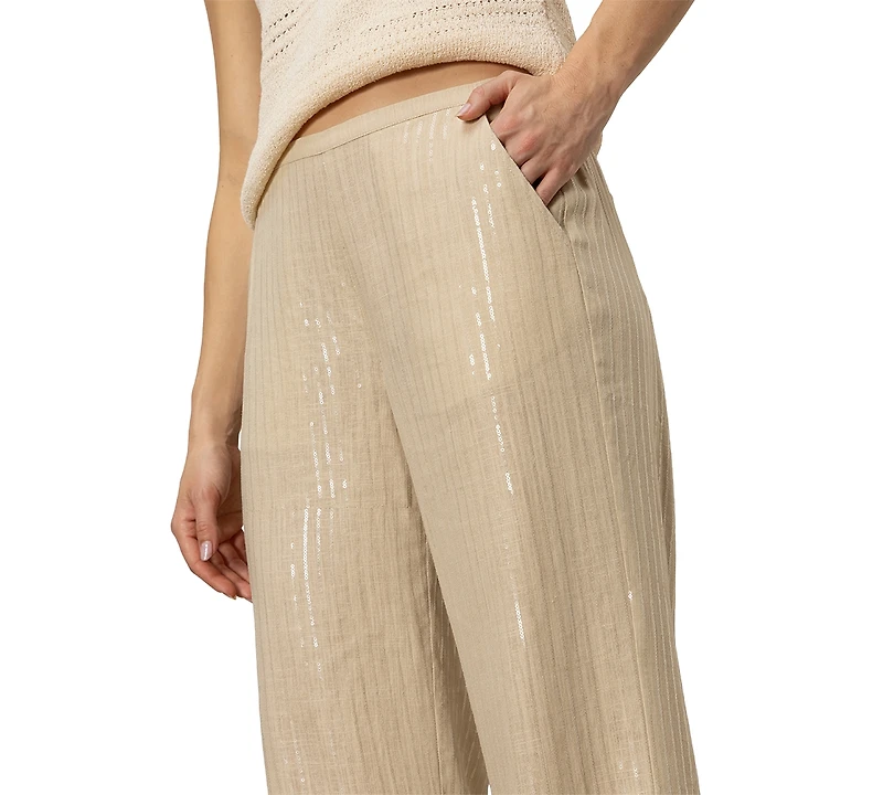 Sanctuary Women's Coastal Sequined-Stripe Wide-Leg Pants