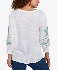 Ruby Rd. Plus Solid Embroidered Textured Knit Top