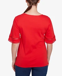 Ruby Rd. Plus Size Solid Diamond Stitch Short Sleeve Top