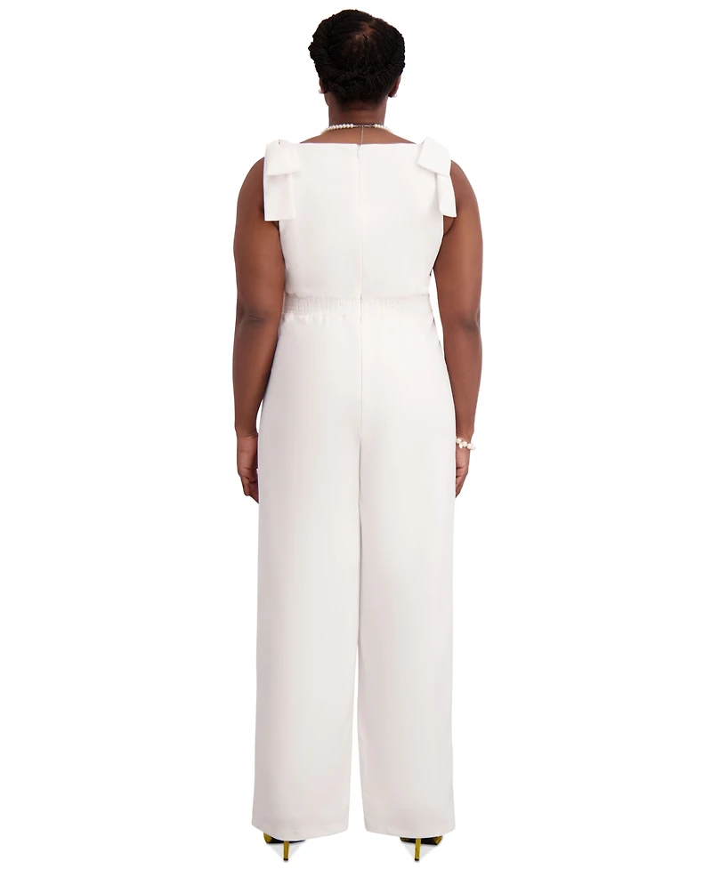 Kasper V-Neck Bow-Strap Jumpsuit, Regular & Plus Sizes