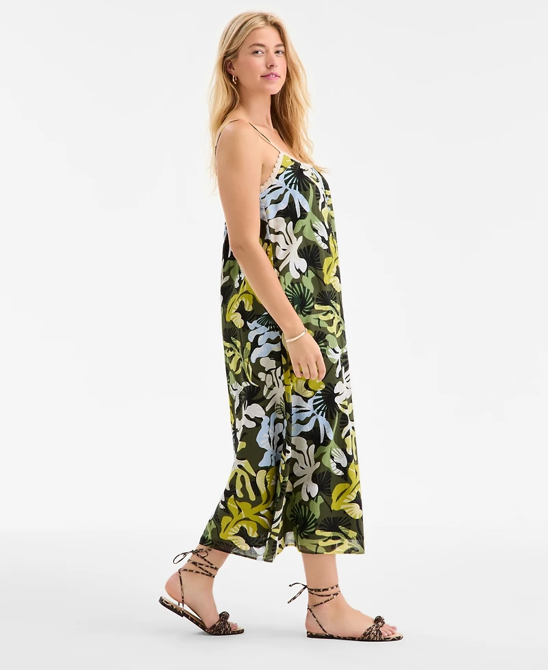 On 34th Women's Crochet Detail Midi Slip Dress