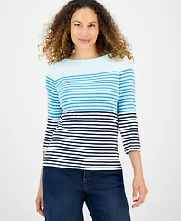Style & Co Petite Striped Pima Cotton Top, Exclusively at Macy's