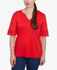 Ruby Rd. Plus Size Solid Diamond Stitch Short Sleeve Top