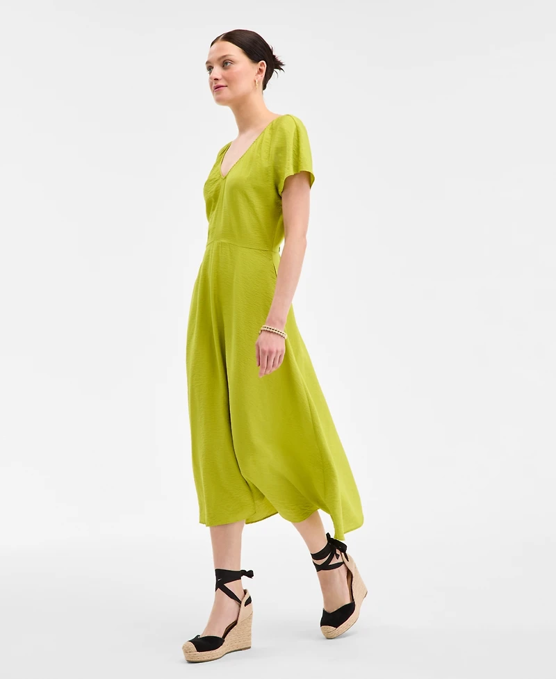 On 34th Women's Flutter-Sleeve Printed Textured Midi Dress, Exclusively at Macy's