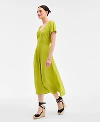 On 34th Women's Flutter-Sleeve Printed Textured Midi Dress, Exclusively at Macy's