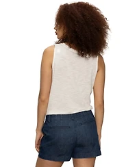 Sanctuary Women's Button-Up Tie-Front Sleeveless Top