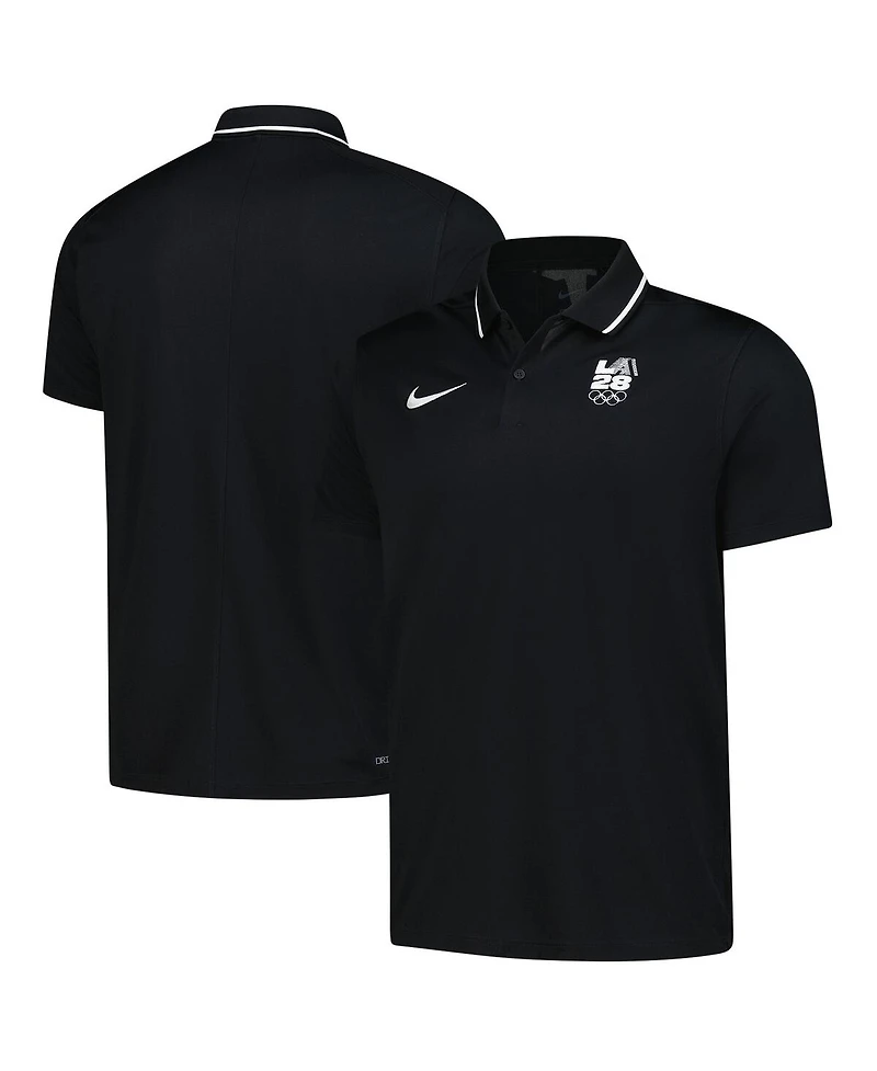 Nike Men's Black LA28 Summer Olympics Retro Coach Performance Polo Shirt