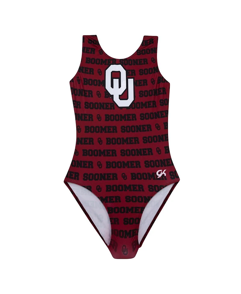 Gk Elite Big Boys and Girls Crimson Oklahoma Sooners Spirit Leotard