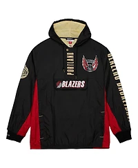 Mitchell & Ness Men's Black Portland Trail Blazers Team Og 2.0 Vintage Logo Anorak Windbreaker Quarter-Zip Jacket