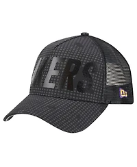 New Era Men's Black Los Angeles Lakers Midnight Ink Tonal A-Frame Trucker 9FORTY Adjustable Hat