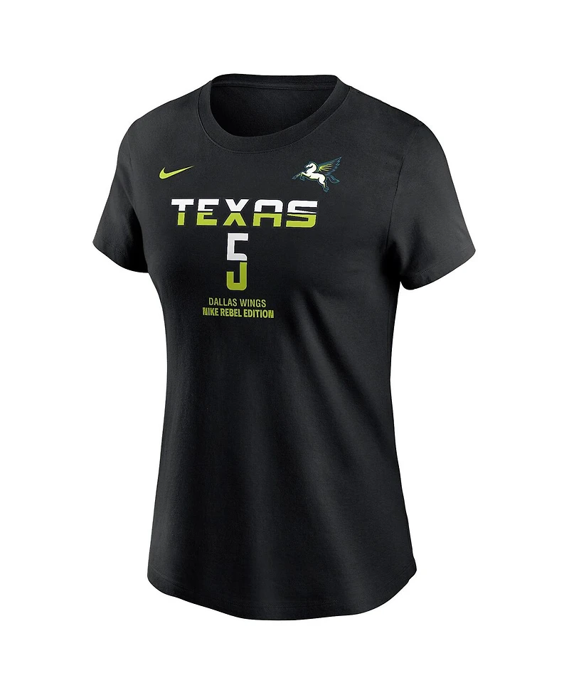 Nike Women's Paige Bueckers Black Dallas Wings 2025 Wnba Draft Rebel Edition Name Number T-Shirt