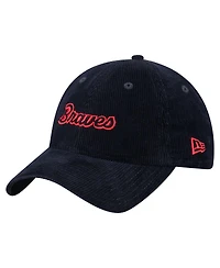 New Era Women's Navy Atlanta Braves Corduroy 9TWENTY Adjustable Hat