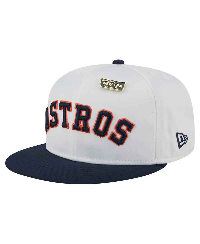 New Era Men's White/Navy Houston Astros Satin 59FIFTY Fitted Hat