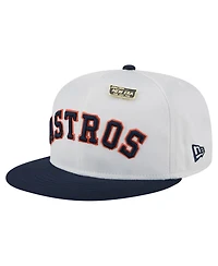 New Era Men's White/Navy Houston Astros Satin 59FIFTY Fitted Hat