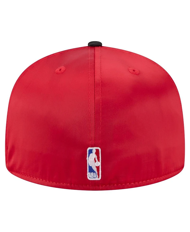 New Era Men's Red/Black Chicago Bulls Throwback Satin Vintage Pin Two-Tone 59FIFTY Fitted Hat
