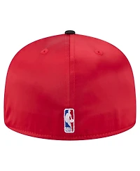 New Era Men's Red/Black Chicago Bulls Throwback Satin Vintage Pin Two-Tone 59FIFTY Fitted Hat