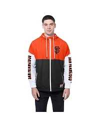 New Era Men's Black/Orange San Francisco Giants Color Block Full-Zip Hoodie Windbreaker Jacket