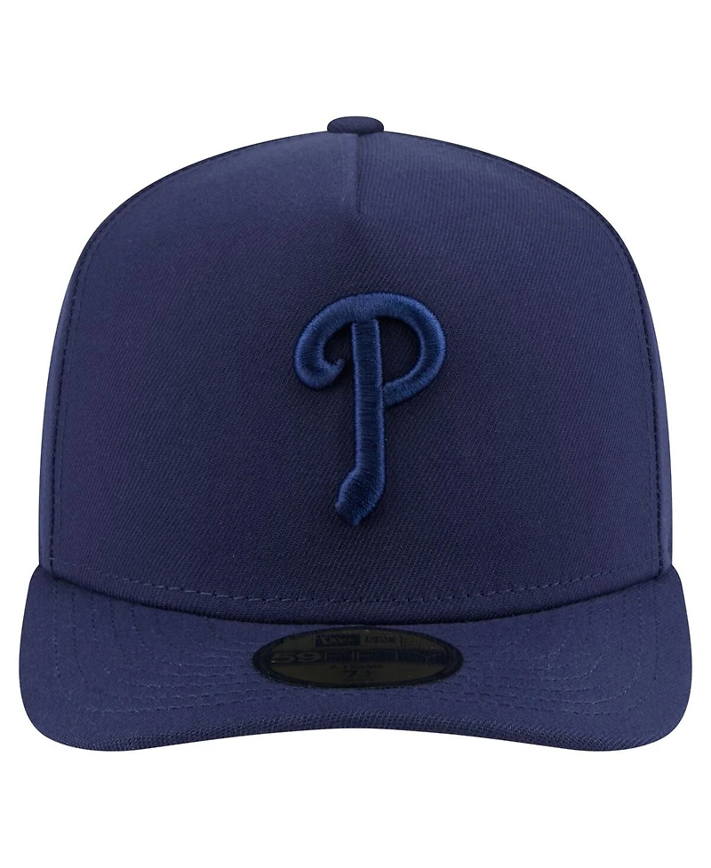 New Era Men's Navy Philadelphia Phillies Color Pack A-Frame 59FIFTY Fitted Hat
