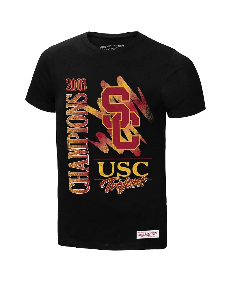 Mitchell & Ness Men's Black Usc Trojans Retro Brush Mineral Wash T-Shirt