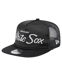 New Era Men's Black Chicago White Sox Retro Satin Script Golfer Adjustable Hat