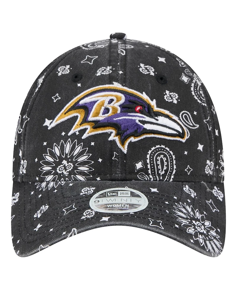 New Era Women's Black Baltimore Ravens Paisley 9TWENTY Adjustable Hat