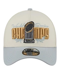 New Era Men's Cream Los Angeles Dodgers 2024 World Series Champions Parade Takedown A-Frame 9FORTY Adjustable Hat