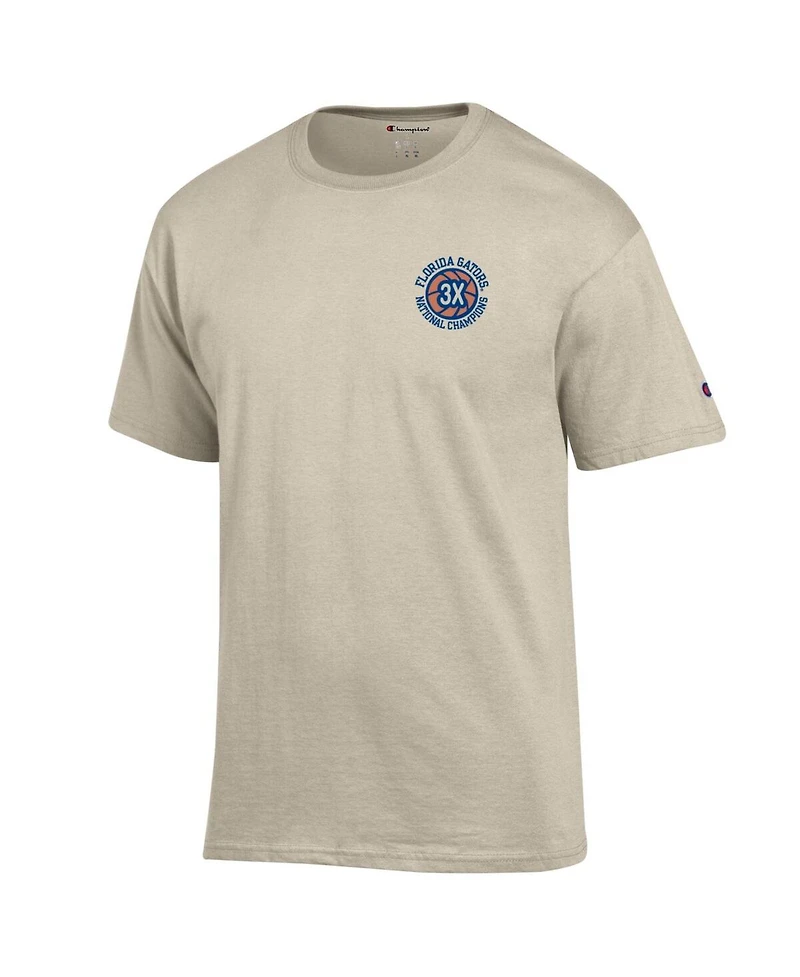Champion Men's Oatmeal Florida Gators Three-Time Ncaa Men's Basketball National Champions T-Shirt