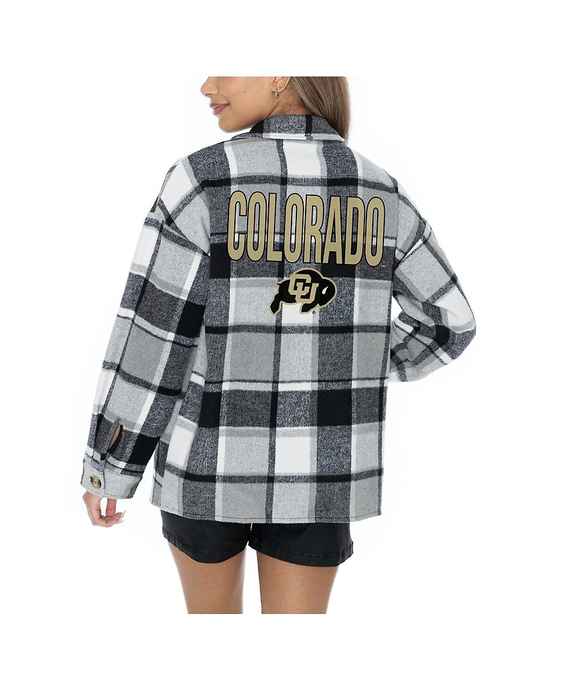 Gameday Couture Women's Grey Colorado Buffaloes Long Sleeve Brushed Plaid Button-Up Overshirt Jacket