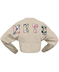Fanatics Women's Cream New York Mets Floral Preppy Cropped Long Sleeve T-Shirt