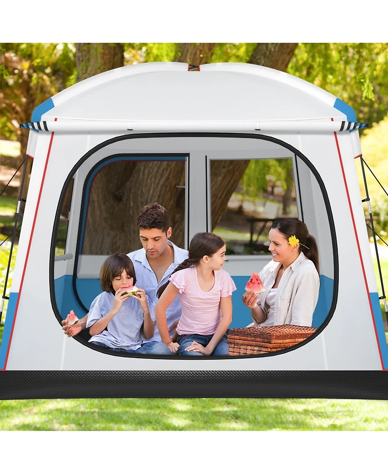 Gymax Camping Tent for 3-5 People Cabin Shelter w/ Large Double-Layer Mesh Front Door
