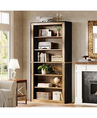 Tribesigns 74.4'' Tall Bookcase, 7 Tiers Wood Open Display Floor Bookshelf, Vintage Open Display Storage Shelves Tv Stand for Home Office, Living Room