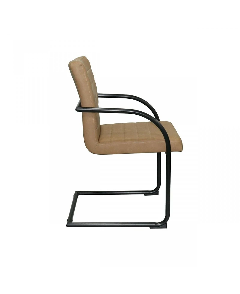 Set of 2 Faux Leather Industrial Dining Chairs for Home or Office Seating
