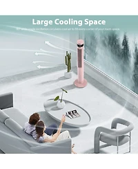 Cowsar Tower Fan Portable Floor Fans 85°Oscillating Fan 43'' Quiet Cooling 12H Timer Remote Control Standing Bladeless Electric 3 Speeds Wind 3 M