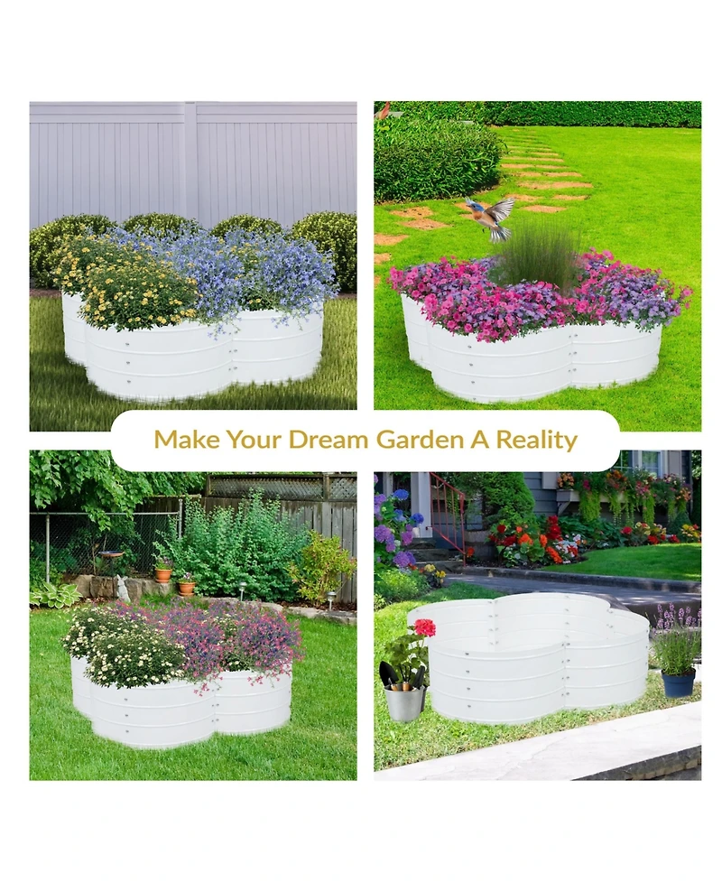Galvanized Steel 4-Leaf Clover-Shaped Raised Garden Bed