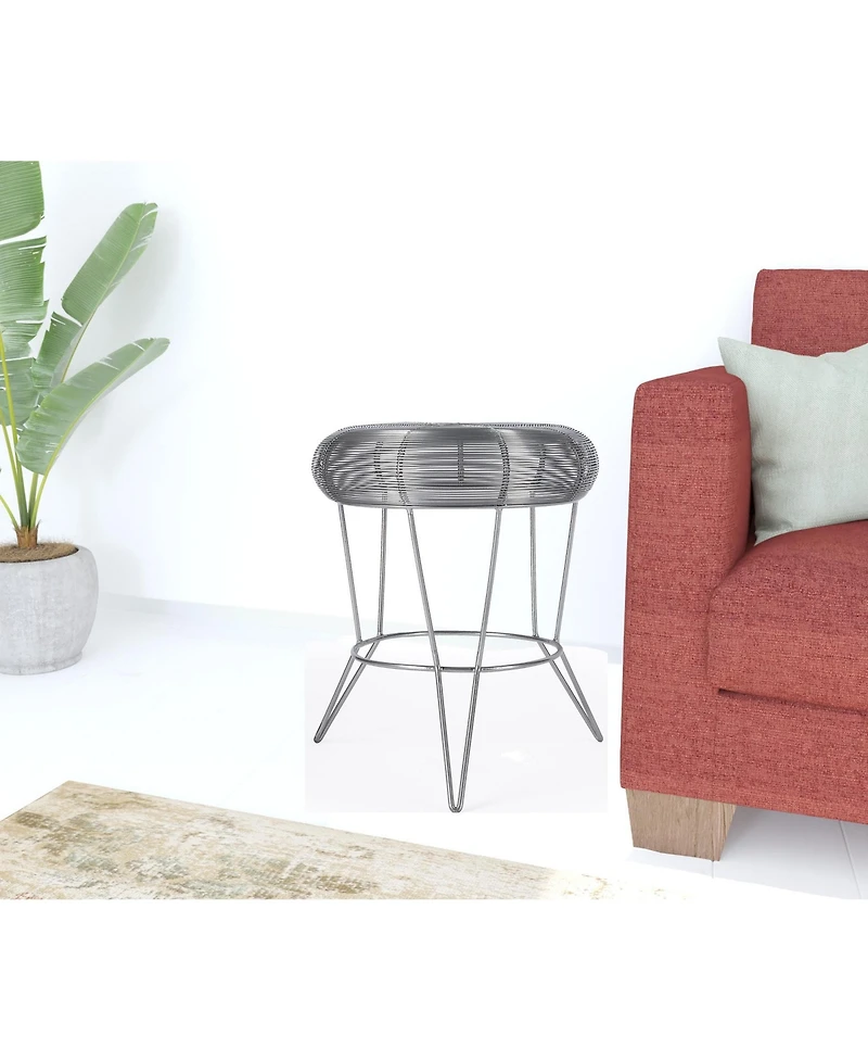 Contemporary Round Top End Table with Wire Base for Living Room