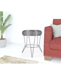 Contemporary Round Top End Table with Wire Base for Living Room
