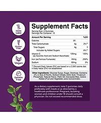 Super Iron Gummy, Chewable Iron Supplement for Women and Men with Vitamin C for Higher Absorption, Grape Flavor, Nature's Craft 30ct