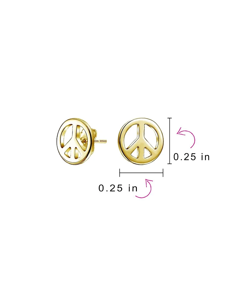 Bling Jewelry Dainty World Peace Sign Stud Earrings in 14K Gold & Sterling Silver