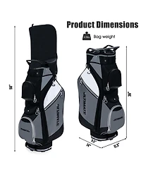 Gymax 10" 14-Way Golf Cart Stand Bag w/Cooler Bag Waterproof Valuable Pocket Rain Hood